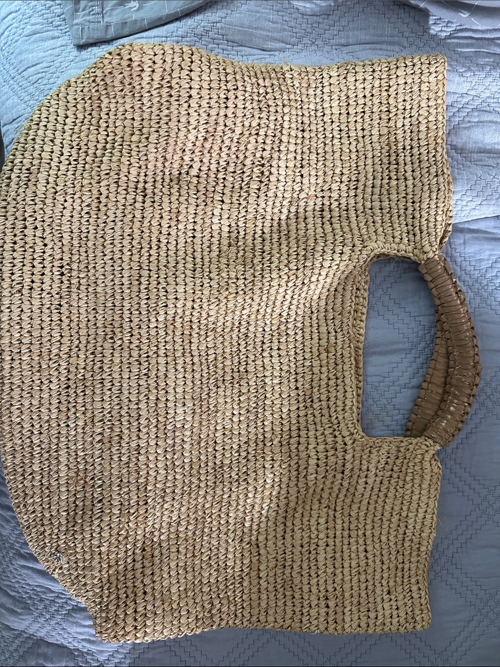 Woven Straw Tote Bag in Natural Beige